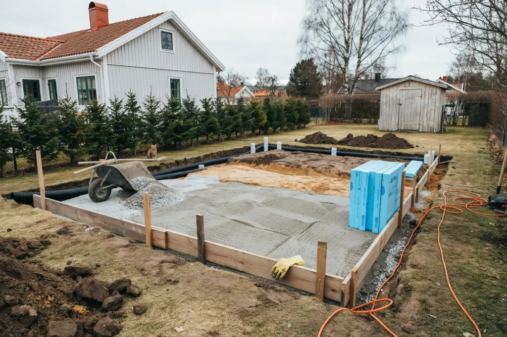 gjuta platta till attefallshus markarbete isolering och vanliga misstag att undvika